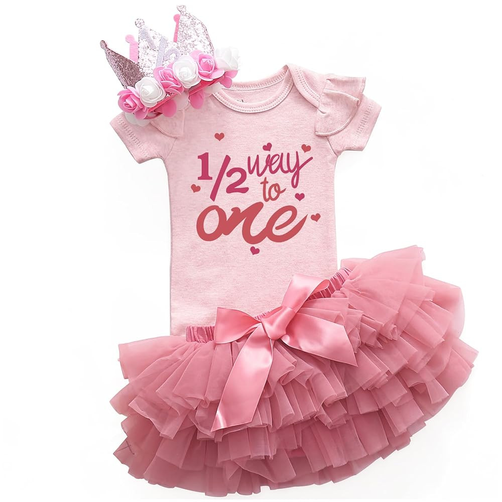 1/2 birthday girl Happy photoshoot half Birthday sweet girl way to one baby outfit | Amazon (US)