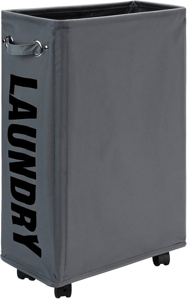 DOKEHOM 25-Inches Slim Laundry Basket on Wheels, Collapsible Rolling Laundry Hamper, Foldable Nar... | Amazon (US)