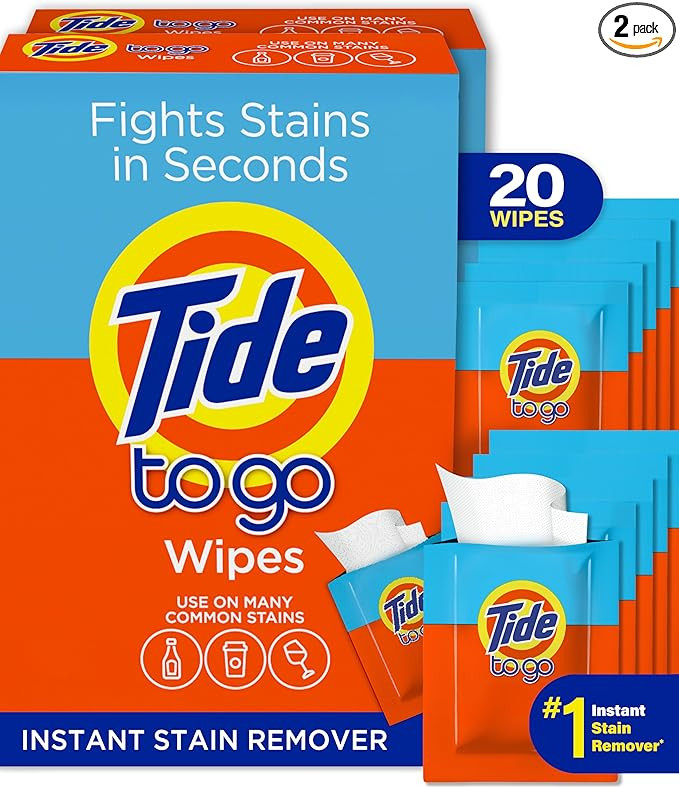 Tide Stain Remover for Clothes, Tide To Go Wipes, Instant Stain Remover for Clothes, Travel & Poc... | Amazon (US)