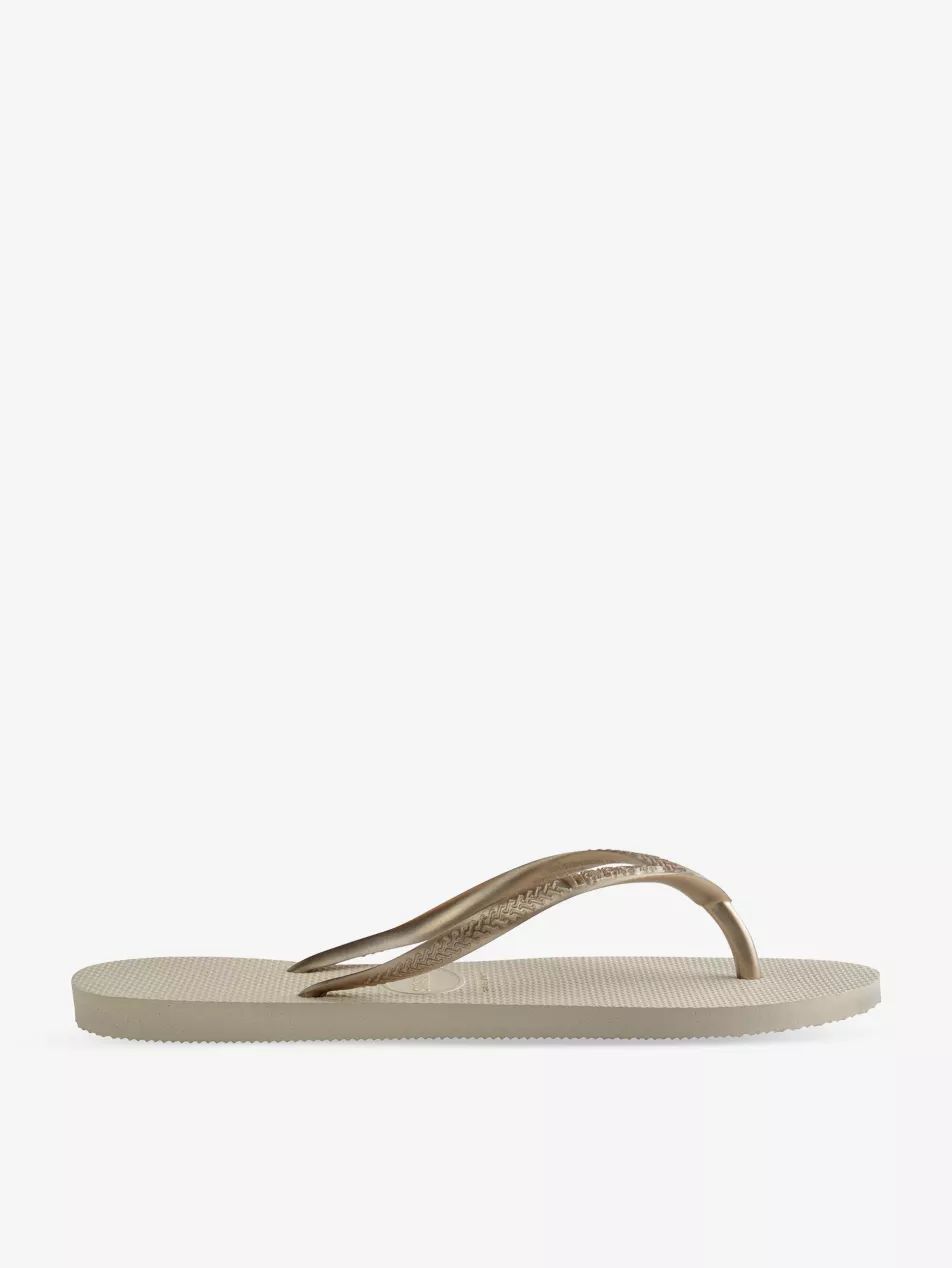 Slim metallic rubber flip-flops | Selfridges