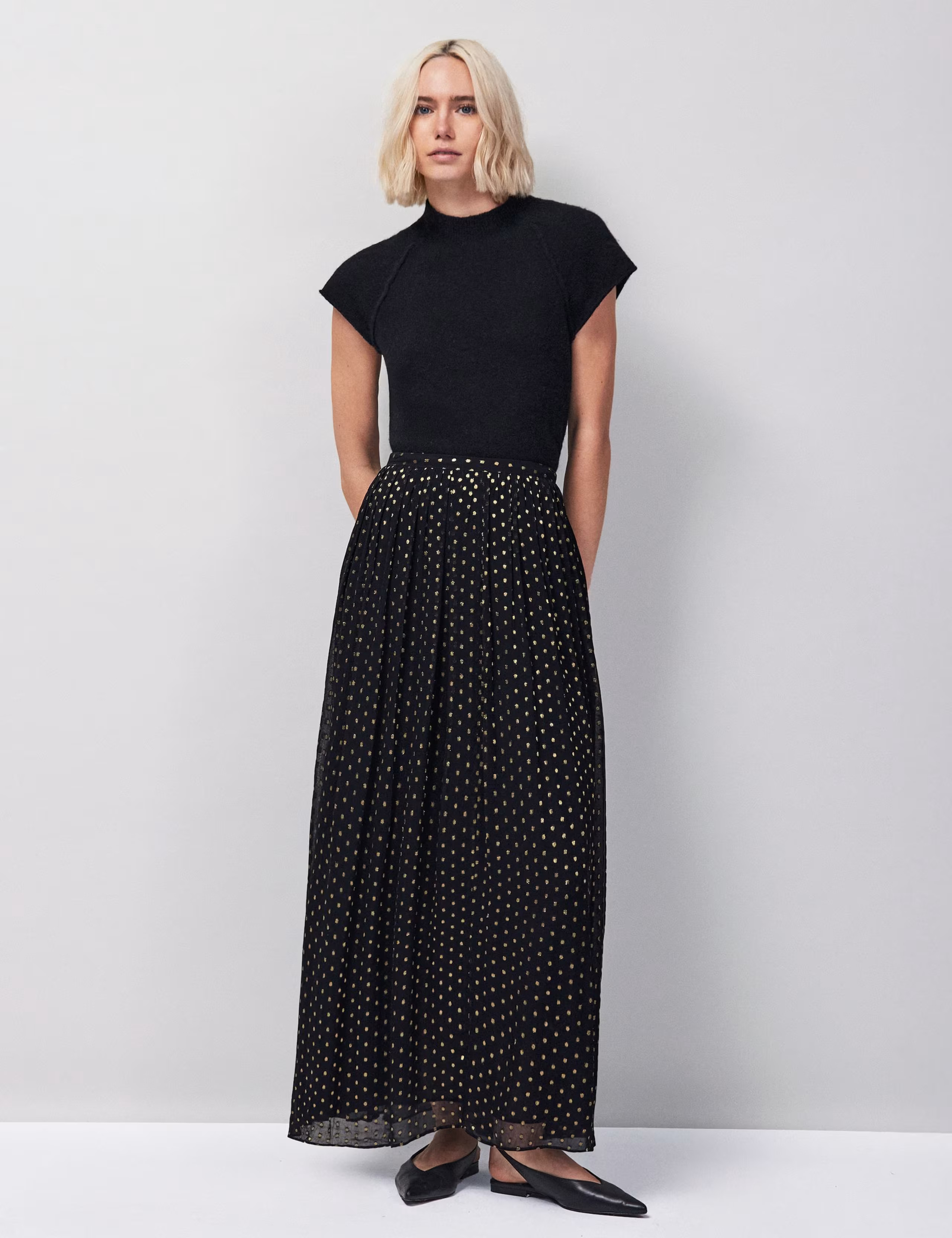 Polka Dot Foil Pleated Maxi Skirt | RO&ZO | M&S | Marks & Spencer (UK)