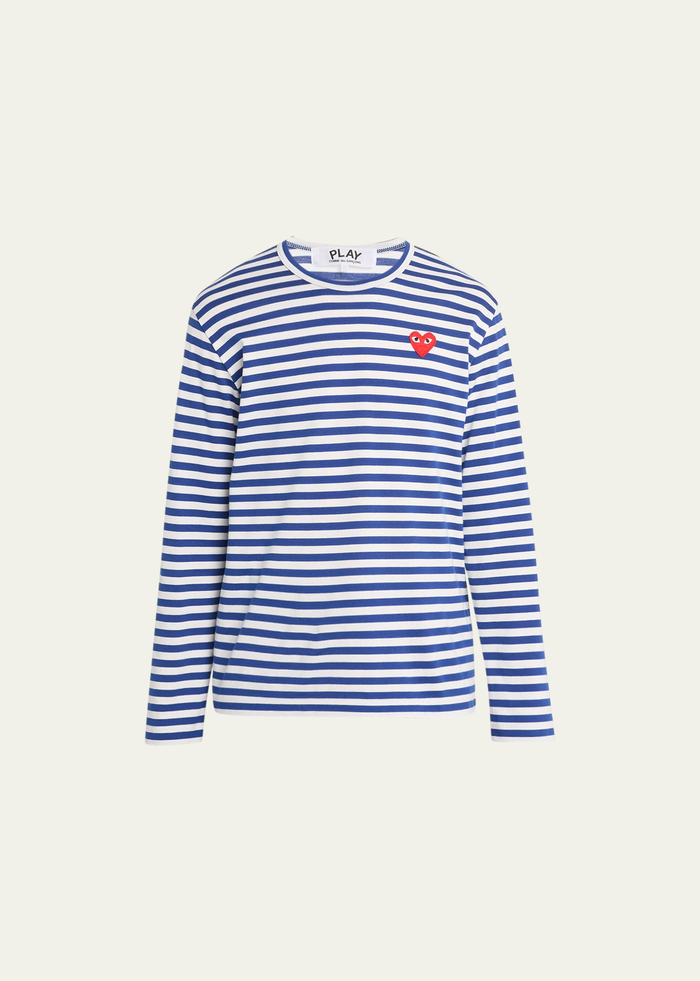Comme des Garcons Men's Striped T-Shirt with Small Heart | Bergdorf Goodman