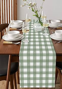 Sage Green Table Runner 108 Inches Long Cotton Linen Tablerunner Dresser Scarves,Country French R... | Amazon (US)