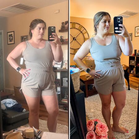 Little Miss is 12 weeks today and there’s 10 weeks between these two photos. While I’m not wear I want to be yet, I am celebrating the fact this romper fits a tad bit better than it did 2.5 months ago! Progress, not perfection (and I really need to keep reminding myself of that). 

#LTKfitness #LTKfindsunder100