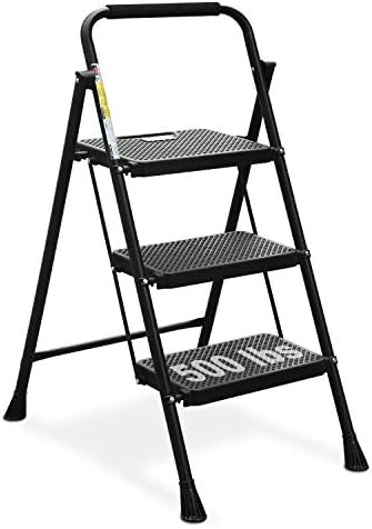 HBTower 3 Step Ladder, Folding Step Stool with Wide Anti-Slip Pedal, 500lbs Sturdy Steel Ladder, ... | Amazon (US)