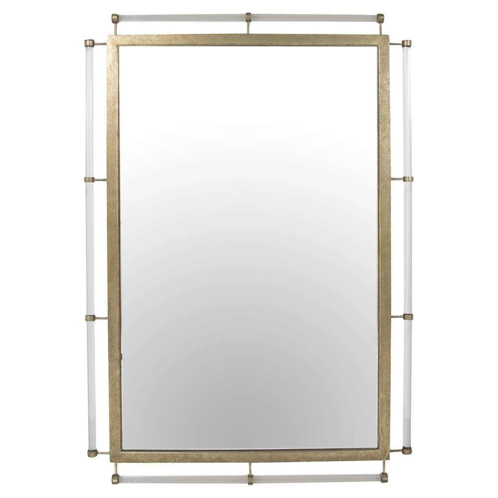 Diana Modern Classic Clear Acrylic Rod Gold Metal Frame Wall Mirror | Kathy Kuo Home
