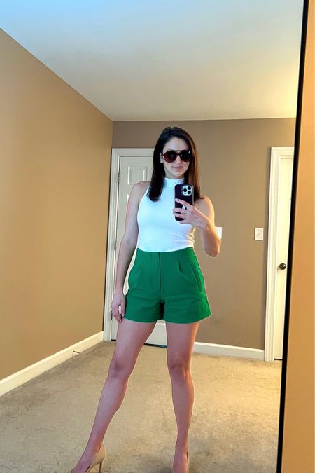 Office style, dressy casual style, spring looks, spring style, green shorts, target style, target shorts, pleated shorts, mock neck bodysuit, express bodysuit, amazon sunglasses, workwear

Target Shorts - Size 2
Express bodysuit- Small


#LTKworkwear #LTKunder50 #LTKstyletip