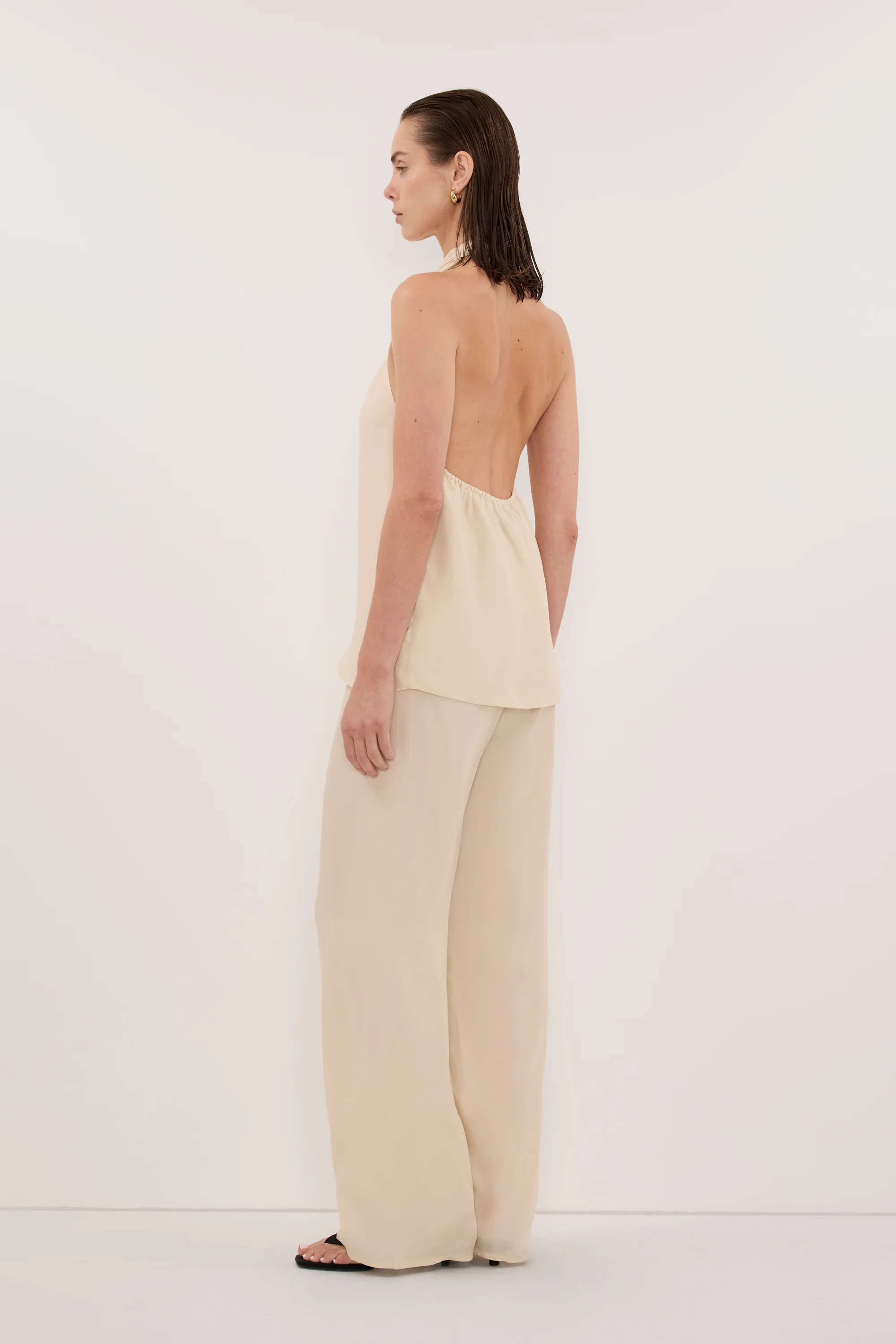 ADDIE STRAW CUPRO HALTER TOP | DISSH