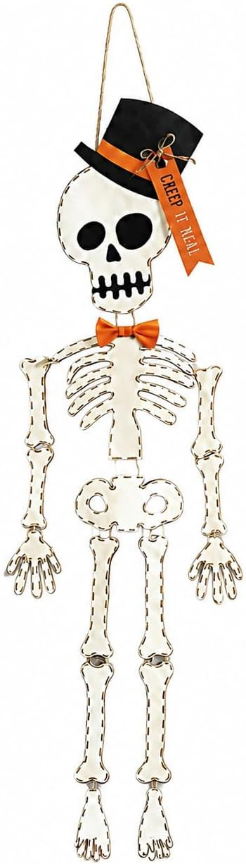 Mud Pie Skeleton Halloween Door Hanger, 65", White (40060032T) | Amazon (US)