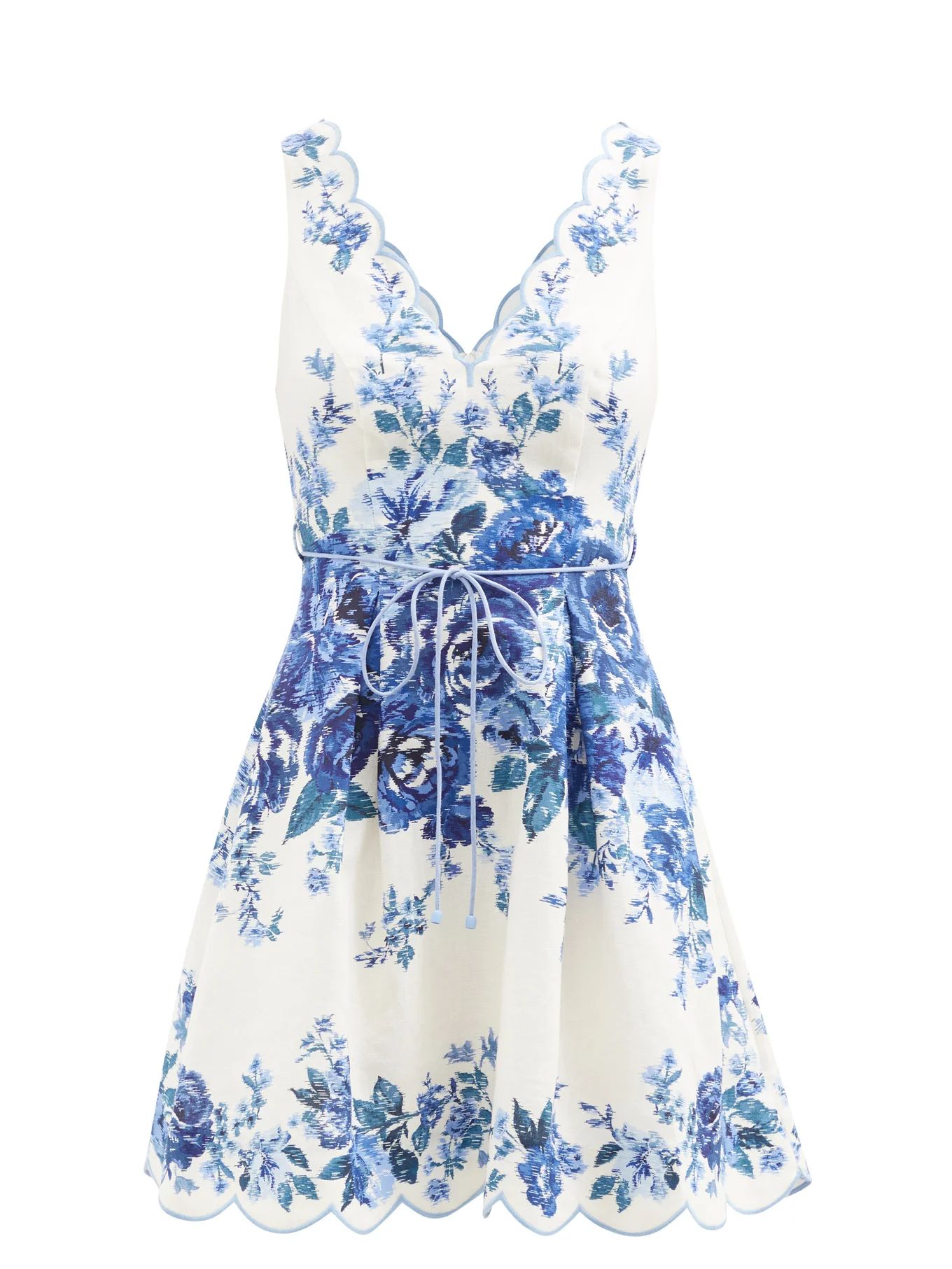 Aliane scalloped floral-print linen mini dress | Zimmermann | Matches (US)