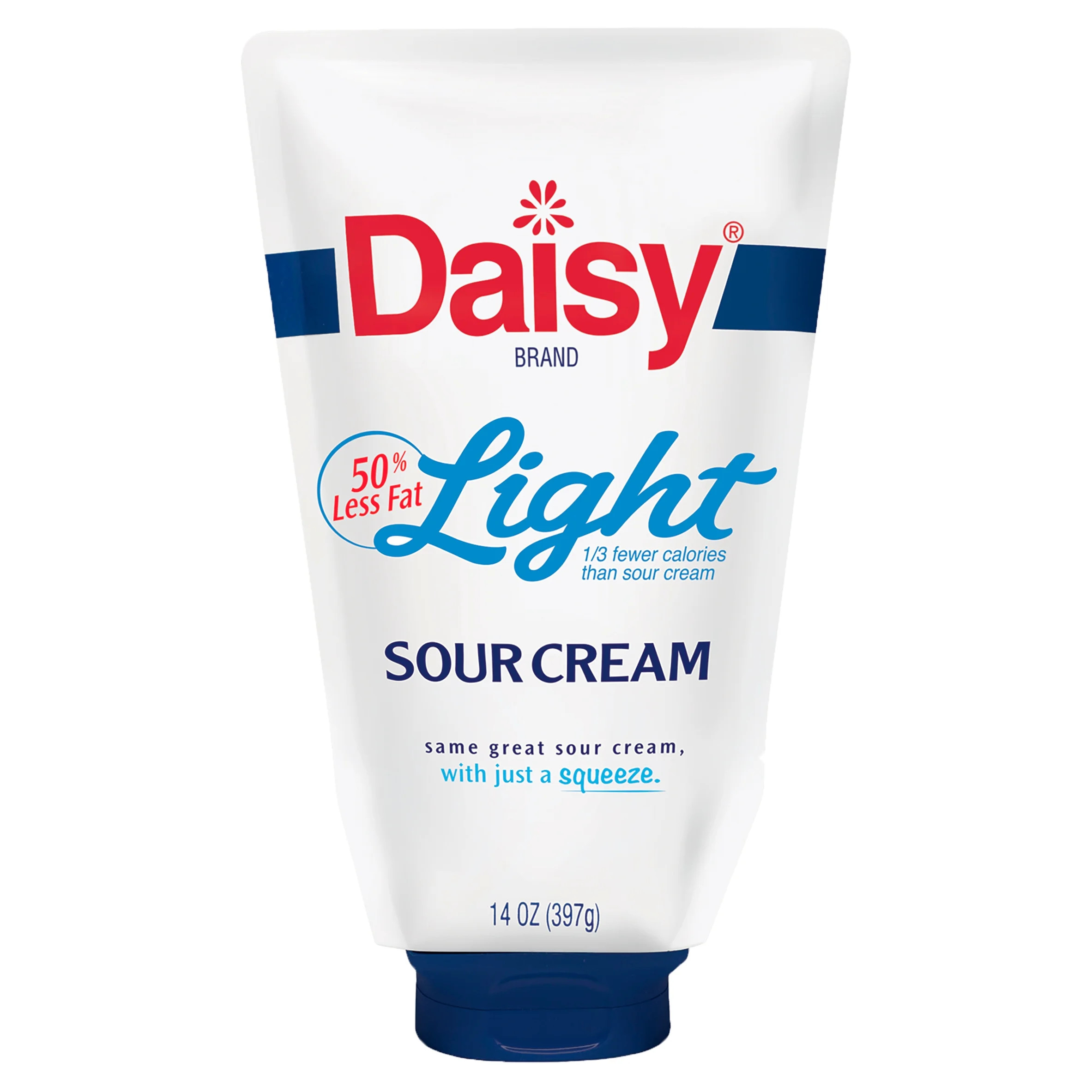 Daisy Pure and Natural Light Squeeze Sour Cream, 50% Less Fat, 14 oz Pouch (Refrigerated) | Walmart (US)