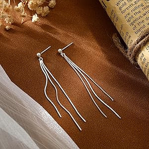 NECOCY Christmas Gift 14K Gold/Silver Plated Dangle Earrings for Women Dainty Long Hanging Chain ... | Amazon (US)