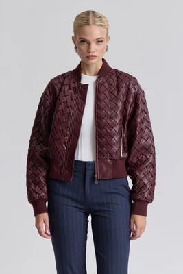 Woven Faux-Ever Leather™ Bomber Jacket | Avec Les Filles