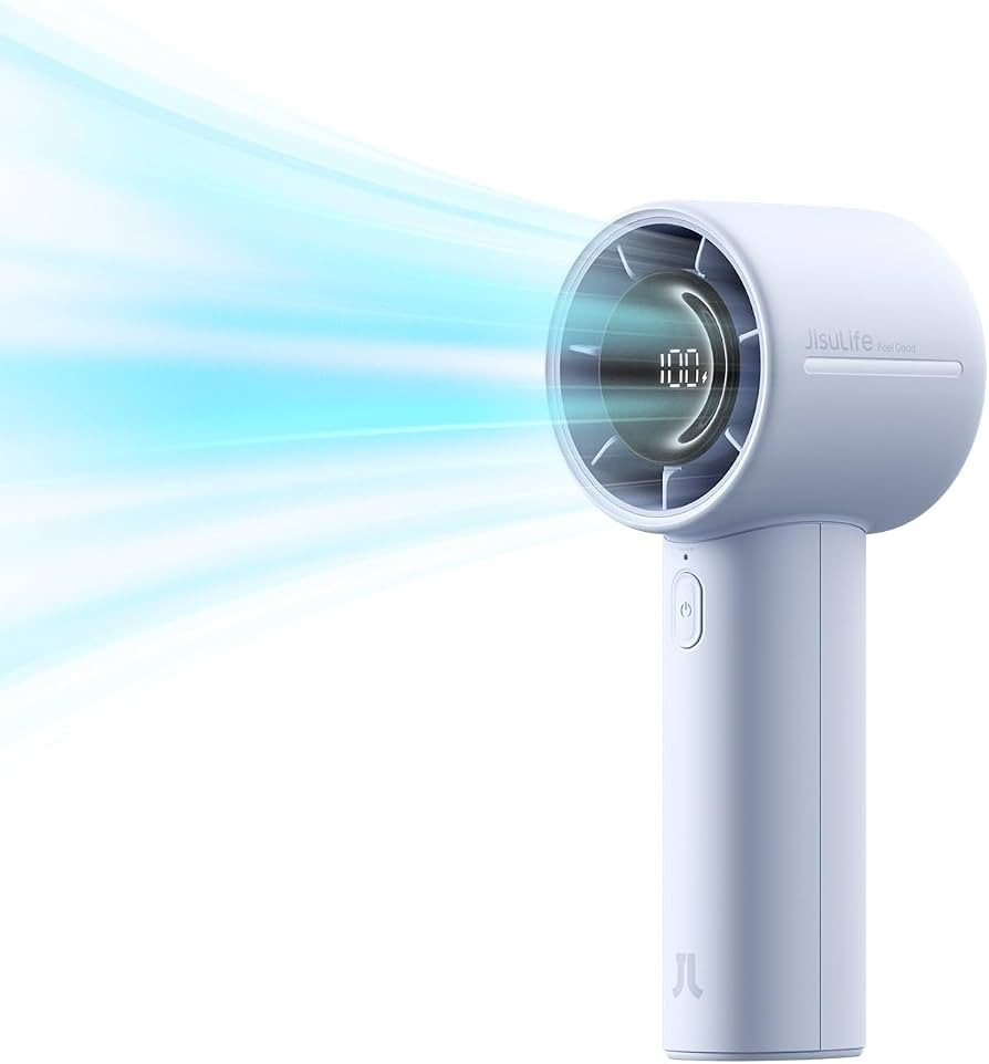 JISULIFE Handheld Turbo Fan Life10S \u2013 5000mAh Rechargeable Portable Fan, 28H Runtime 5-Speed... | Amazon (US)