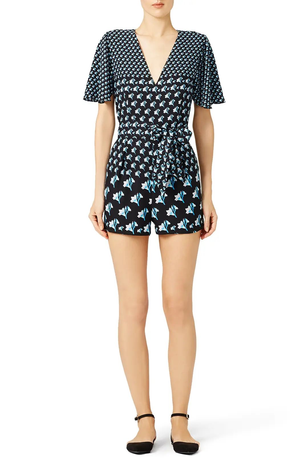 Rebecca Minkoff Floral Flutter Sleeve Romper | Rent The Runway