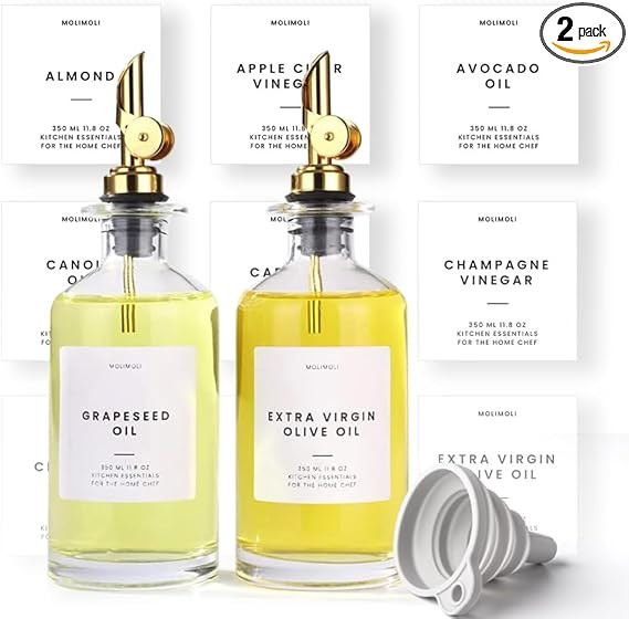 Molimoli - Olive Oil Dispenser Bottle With Pourer - Kitchen Oil and Vinegar Dispenser Set, Glass ... | Amazon (US)