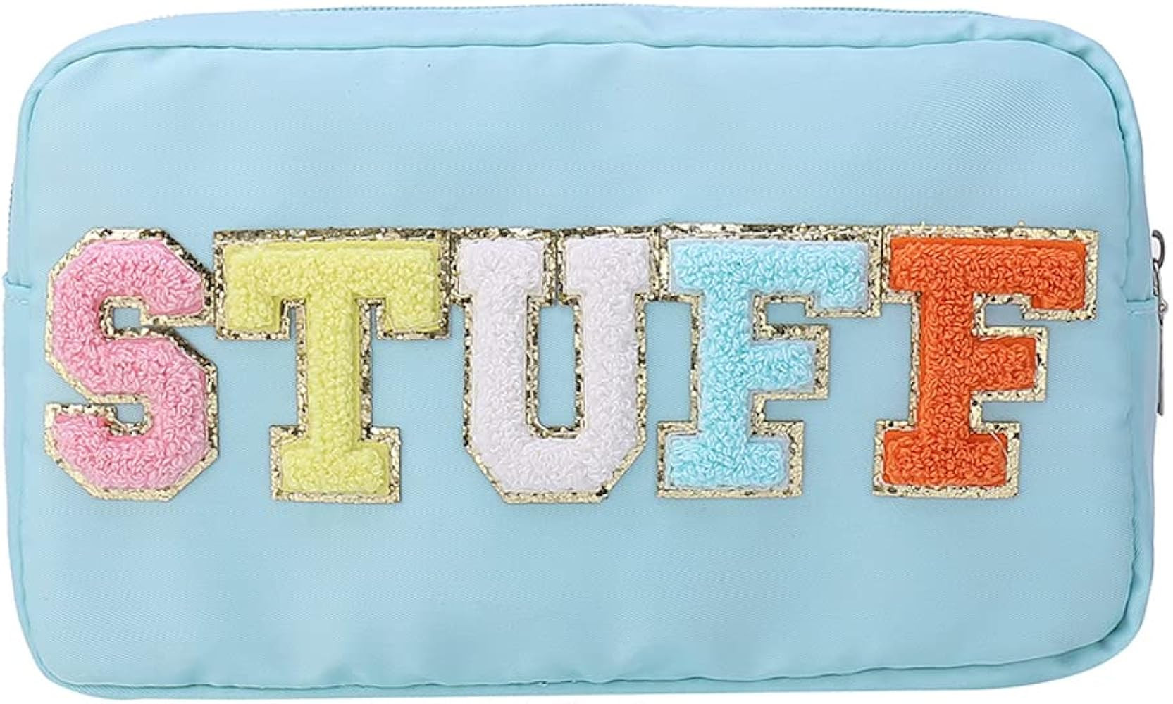 JQWYGB Preppy Makeup Bag - Nylon Cosmetic Bag Preppy Skincare Organizer Bag, Chenille Letter Stuf... | Amazon (US)