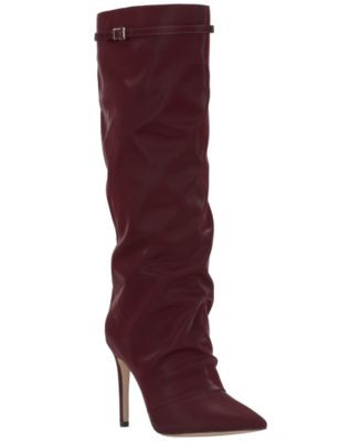 Jessica Simpson Women's Paeril Tall Wide-Calf Slouch Stiletto Boots - Dark Cherry Sateen | Macy's