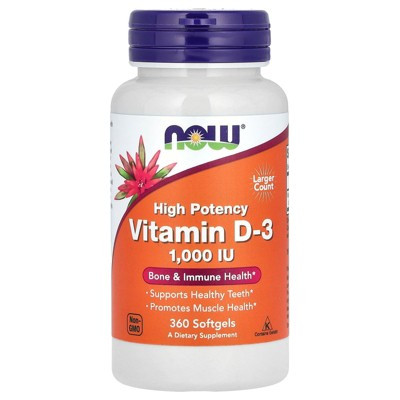 NOW Foods Vitamin D-3, High Potency, 1,000 IU, 360 Softgels | Target