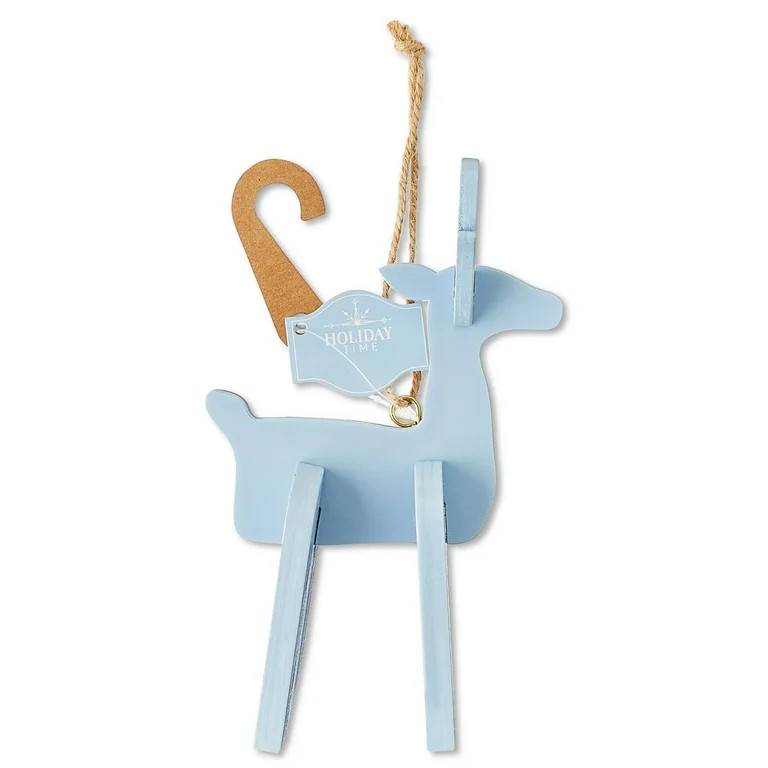 Blue Wooden Reindeer Christmas Ornament, 6", by Holiday Time | Walmart (US)