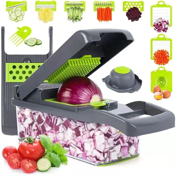 Vegetable Chopper, Onion Chopper, Mandolin Slicer,Pro 10 in 1professional food Choppermultifuncti... | Amazon (US)