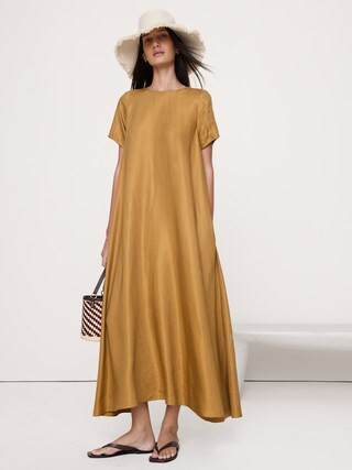Viscose-Linen Trapeze Maxi Dress | Banana Republic (US)