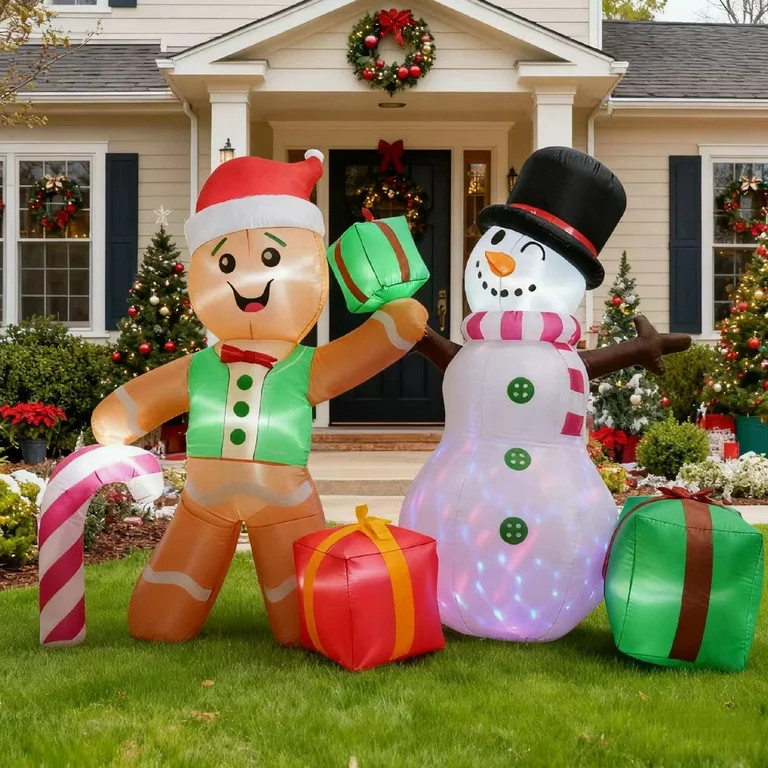 Magotan 8.5ft Christmas Inflatables Outdoor Decoration Snowman and Gingerbread Christmas Blow Ups... | Walmart (US)