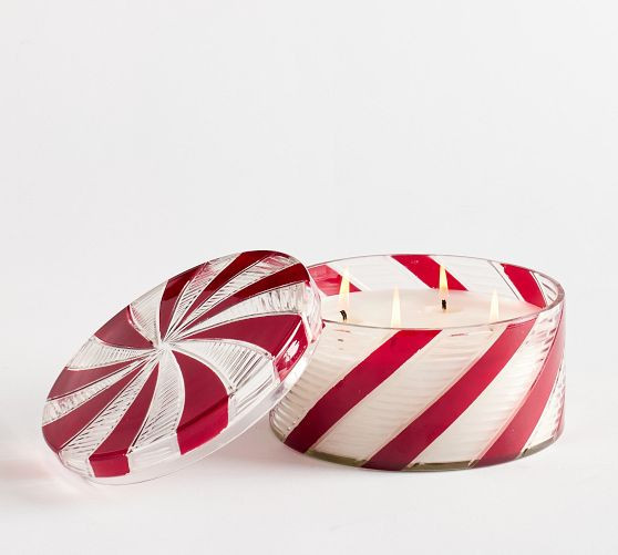 Frosted Peppermint Lidded Candle | Pottery Barn (US)