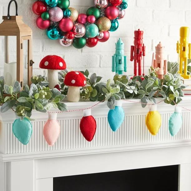 Holiday Time Bright Fabric Christmas Light Bulb Garland, 6' - Walmart.com | Walmart (US)