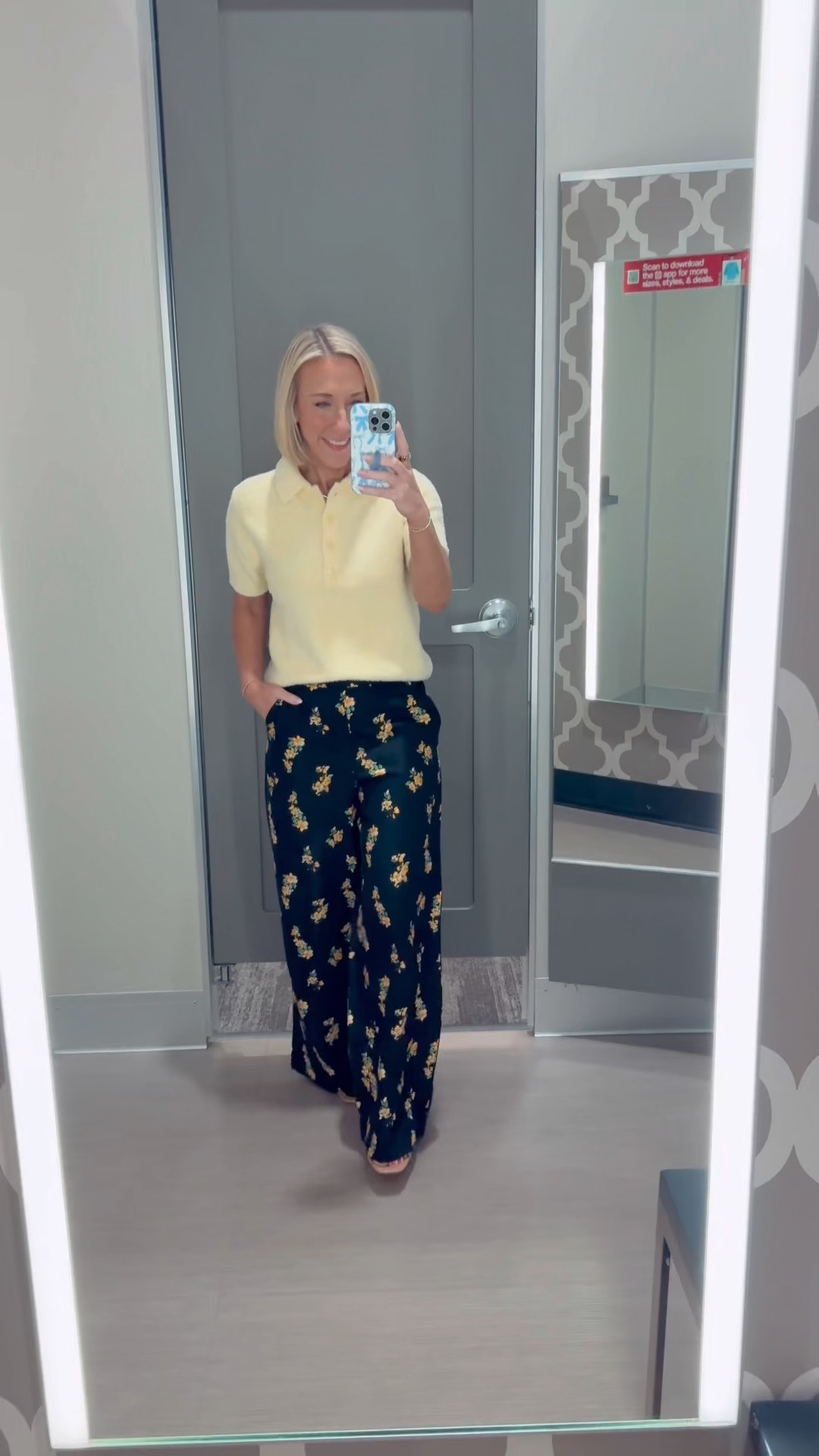 Target; in store try-on. Short Sleeve Fuzzy Polo T-Shirt - size Small. Crepe Printed Pants - size XS. * Tan Heel - tts.
 

 

#LTKOver40 #LTKFindsUnder50 #LTKSeasonal