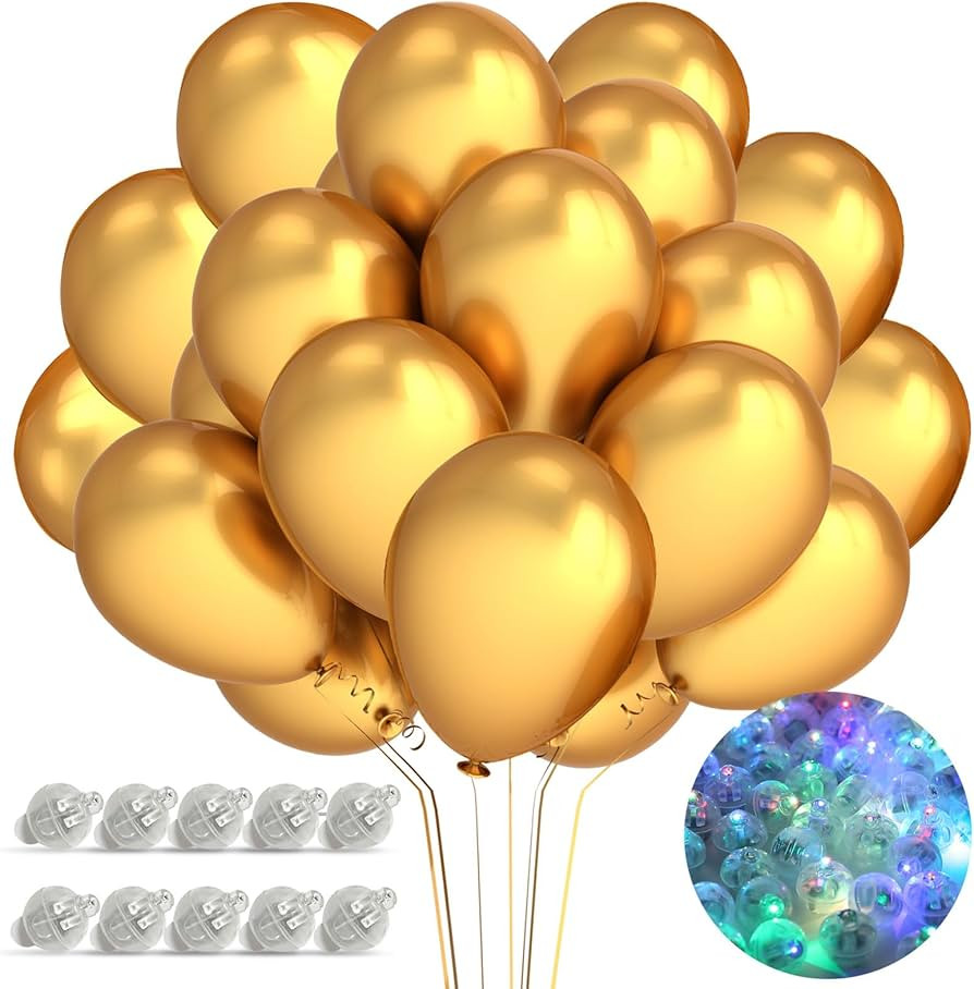 Party Balloons 10inch Metallic Balloon with Multicolor Tiny Led Lights Waterproof Mini Round Ball... | Amazon (US)