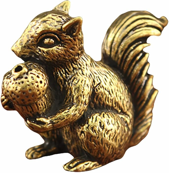 Vintage Bronze Squirrel Statue - Solid Copper Desk Decor, Paperweight, Tea Pet & Incense Holder, Hand-Polished Gift for Home Office (41mm) | Amazon (US)