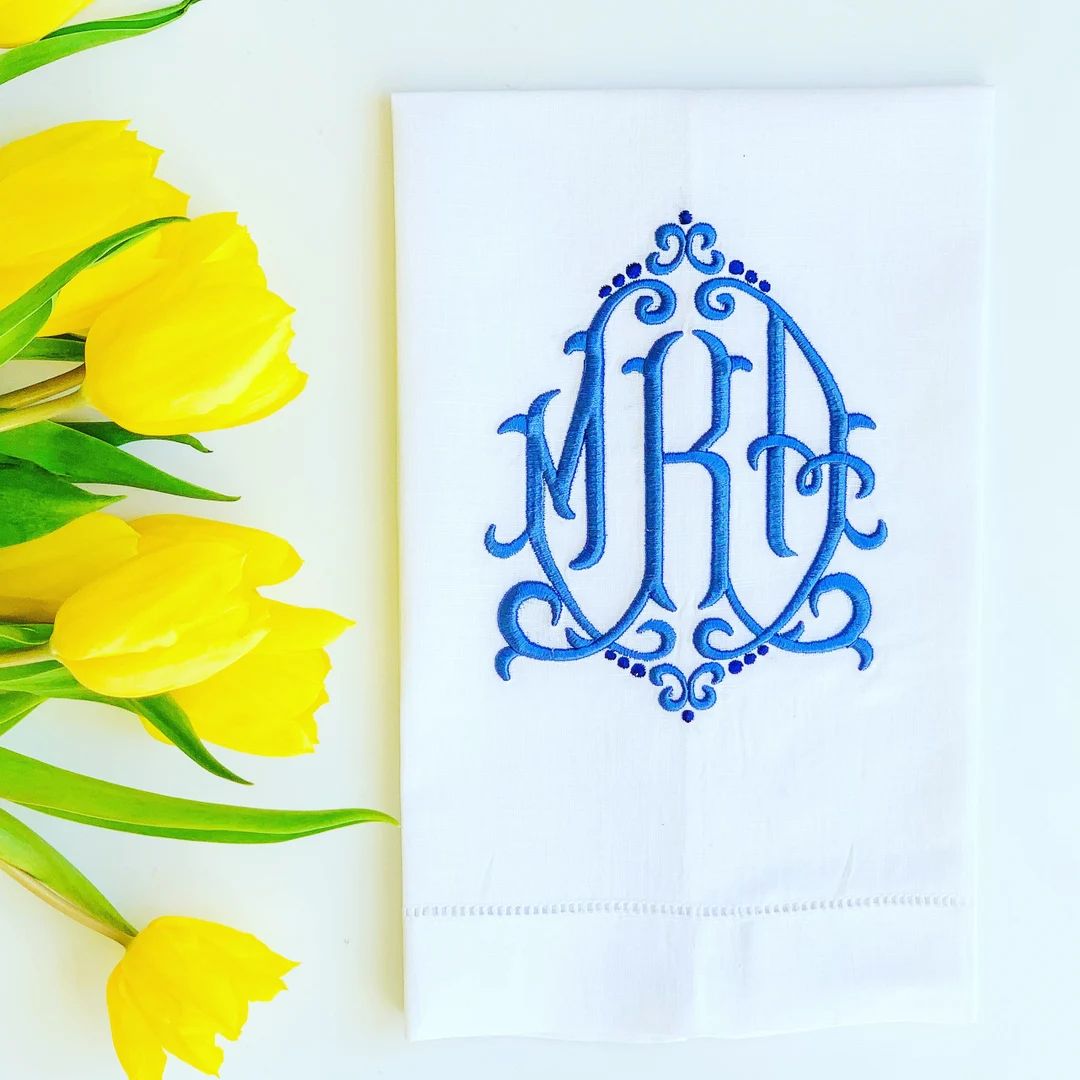 Monogrammed Linen Tea Towel, Personalized Guest Towel, Housewarming Gift | Etsy (US)