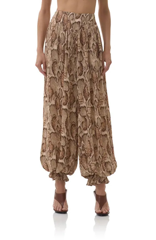 AFRM Vesper Snakeskin Print Pants in Sand Snake at Nordstrom, Size X-Large | Nordstrom