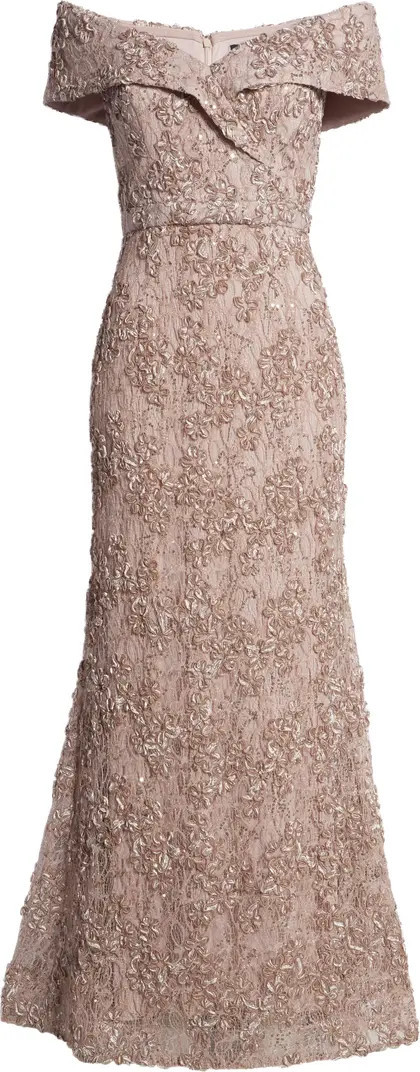 Off the Shoulder Embroidered Gown | Nordstrom