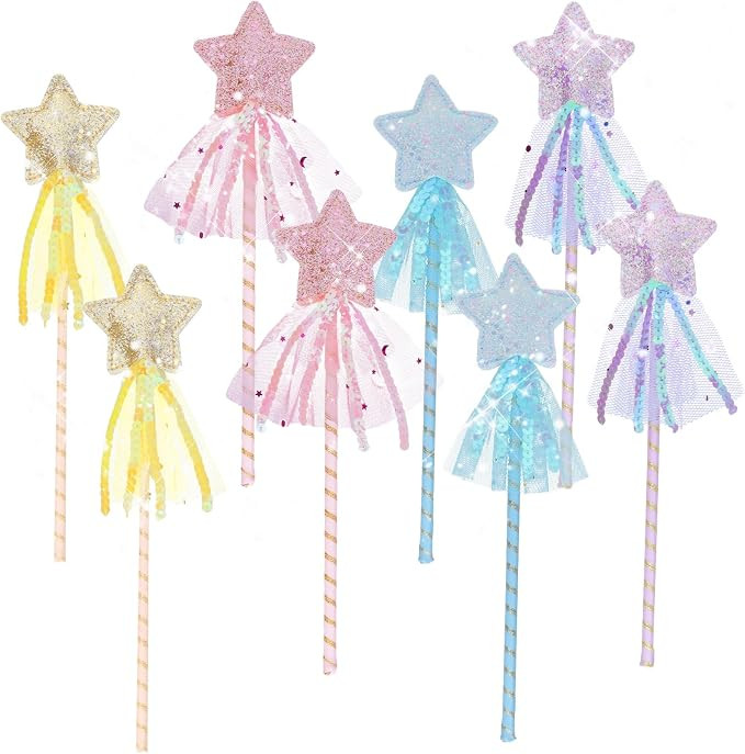8pcs Glitter Star Magic Wands Party Celebration Event Decor Props | Amazon (US)