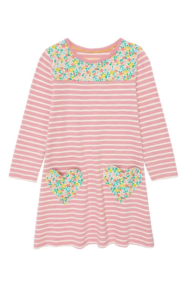 Kids' Fun Pocket Stripe Floral Print Jersey Dress | Nordstrom