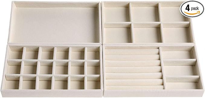 Jewelry Organizer for Drawer, Velvet Jewelry Storage Inserts, Stackable Jewelry Holder Tray for D... | Amazon (US)