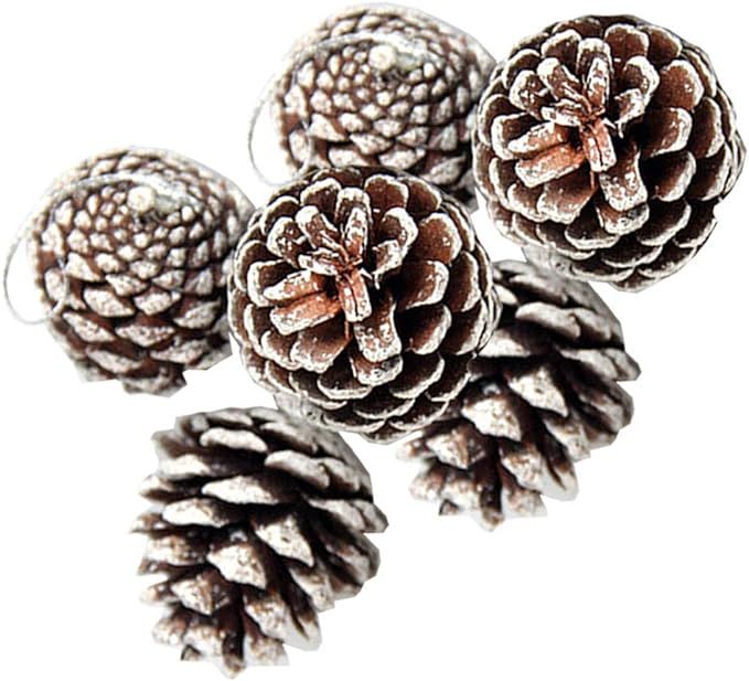 24 PCS Pine Cones for Christmas Tree Snowflake Natural Pinecones Ornament with String Pendant Cra... | Amazon (US)