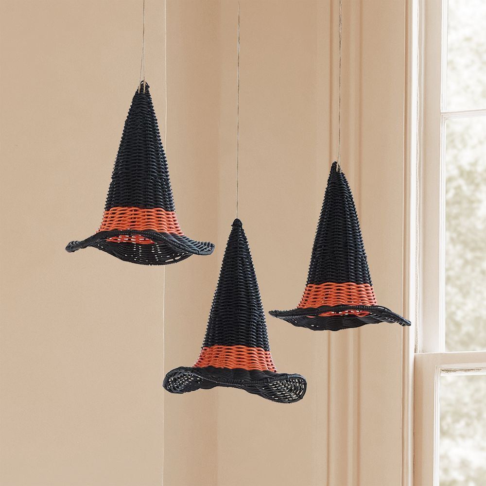 Petite Plume Rattan Hanging Witch Hats (Set of 3) | West Elm (US)