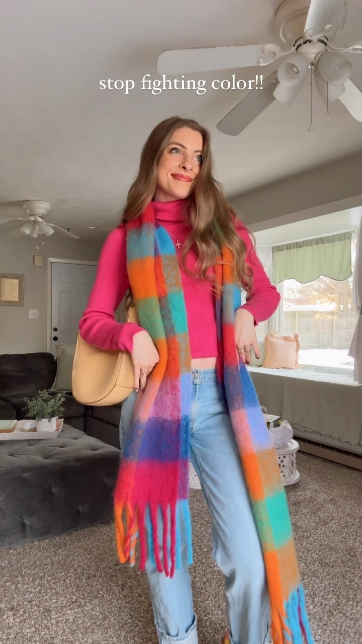 Reel 1/29/25

Color outfit inspiration, rainbow wardrobe, spring color palette, colorful plaid scarf, hot pink turtleneck sweater, light yellow oversized shoulder baguette bag, low rise Abercrombie denim, cuffed straight leg jeans, baggy Abercrombie jeans, adidas gazelle platform yellow pink sneakers, all black outfit, dopamine dressing, black ankle Chelsea boots, ribbed knit long sleeve top, dark wash high waisted wide leg denim, gold chunky jewelry, vintage gold earrings

#LTKShoeCrush #LTKStyleTip #LTKFindsUnder100