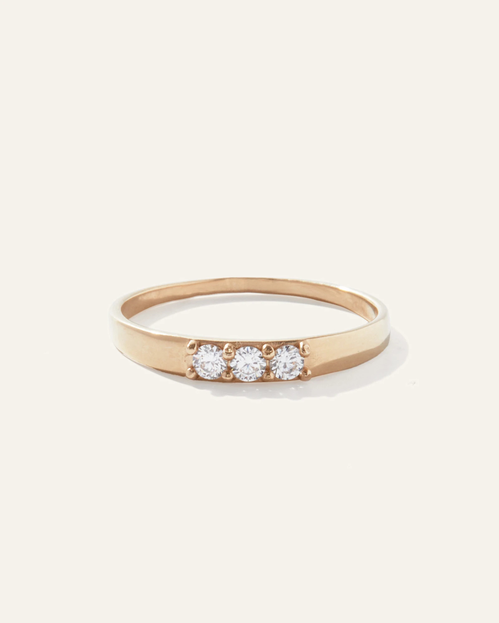 14K Gold Diamond Three Stone Tapered Band | Quince