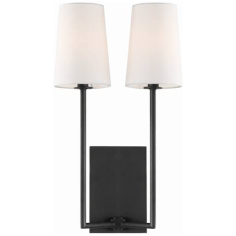 Crystorama Lena 18" High Black Forged 2-Light Wall Sconce | Lamps Plus