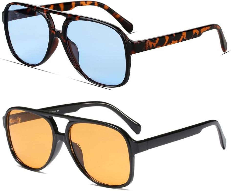 Freckles Mark Vintage Retro 70s Sunglasses for Women Men Classic Large Square Aviator Trendy Glas... | Amazon (US)