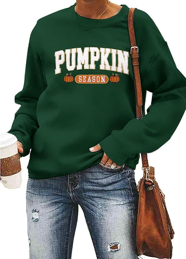MYHALF Thanksgiving Sweatshirts Fall Outfits Woman: Atumn Pumpkin Season Crewneck Shirts Hallowee... | Amazon (US)