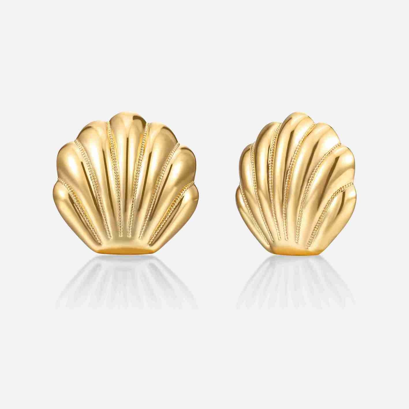 Gold Shell Studs | Victoria Emerson