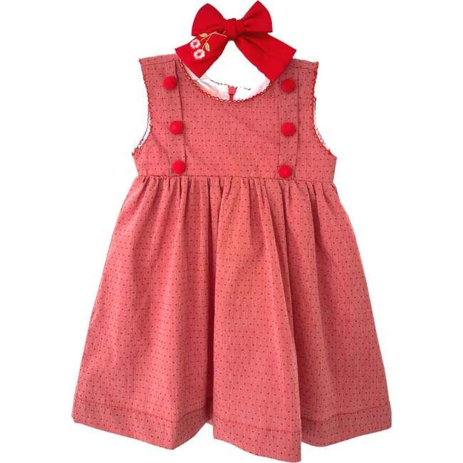 Red Swiss Dot Dress with Bow | Maisonette