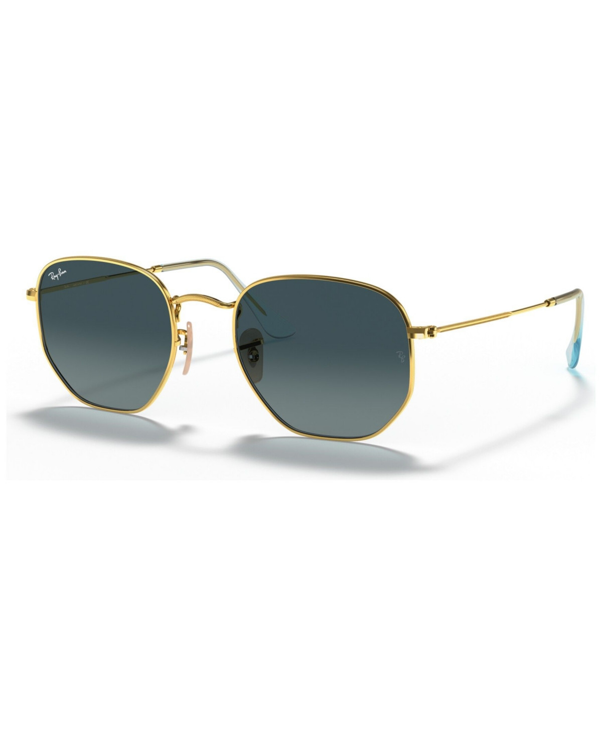 Ray-Ban Unisex Sunglasses, RB3548N Hexagonal Flat Lenses - Gold - Blue Gradient Gray | Macy's