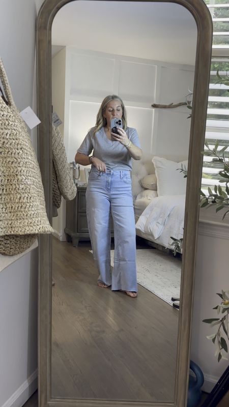 Loving these jeans!!! I got my true size 29 in regular length and they’re perfection! Great with flats; they offer a very relaxed chic vibe. Wear them with any top and the wash & weight is perfect for the warmer weather! Small tee and they’re incredible. I have it in white also  

#LTKSaleAlert #LTKFindsUnder50 #LTKVideo