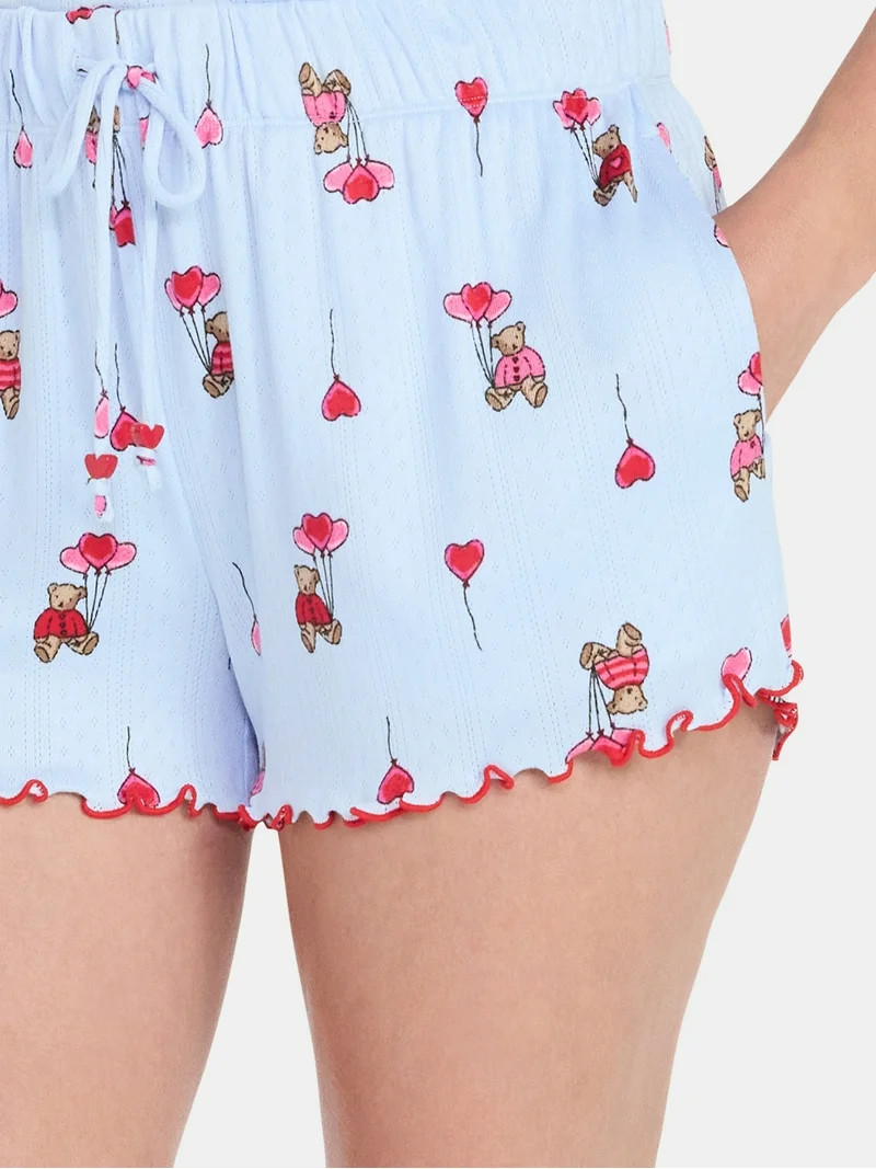 Valentine's Day Women's Knit Henley Top and Shorts Pajama Set from Way to Celebrate, 2-Piece, Siz... | Walmart (US)